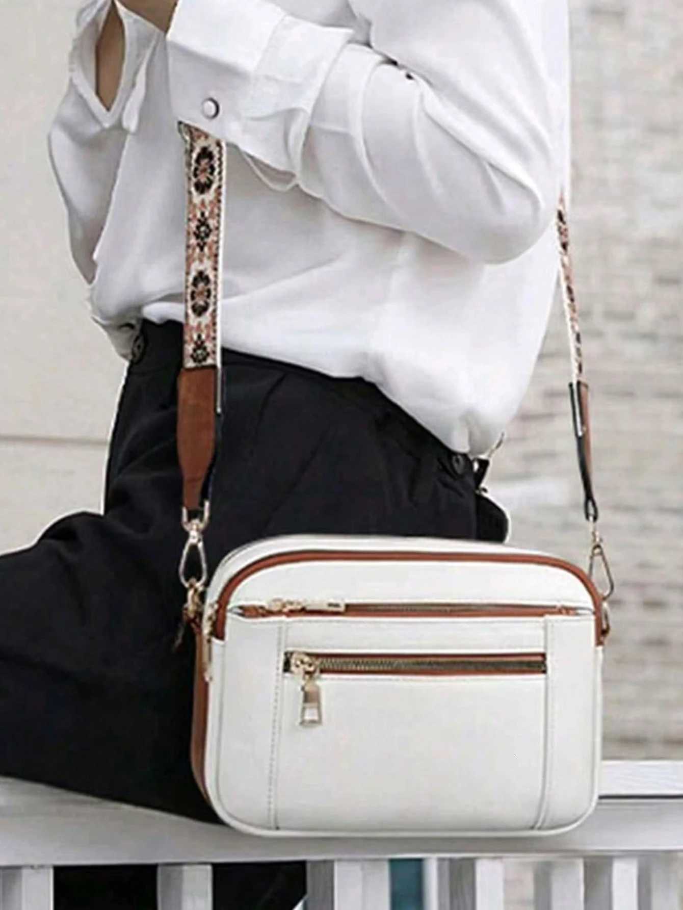 New fashion classic Joker pattern woven shoulder strap solid color pu waterproof fabric Europe and the United States multi Y250719