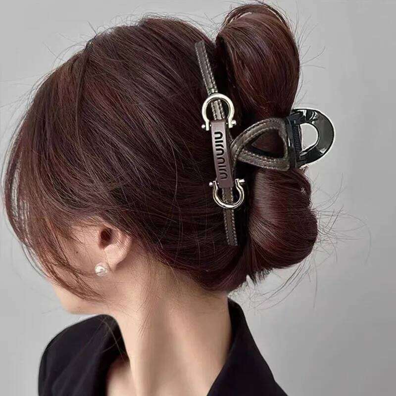 Temperament Leather High-end Grip Large Shark New Women's Light Fashion Plate Hair Clip X250720