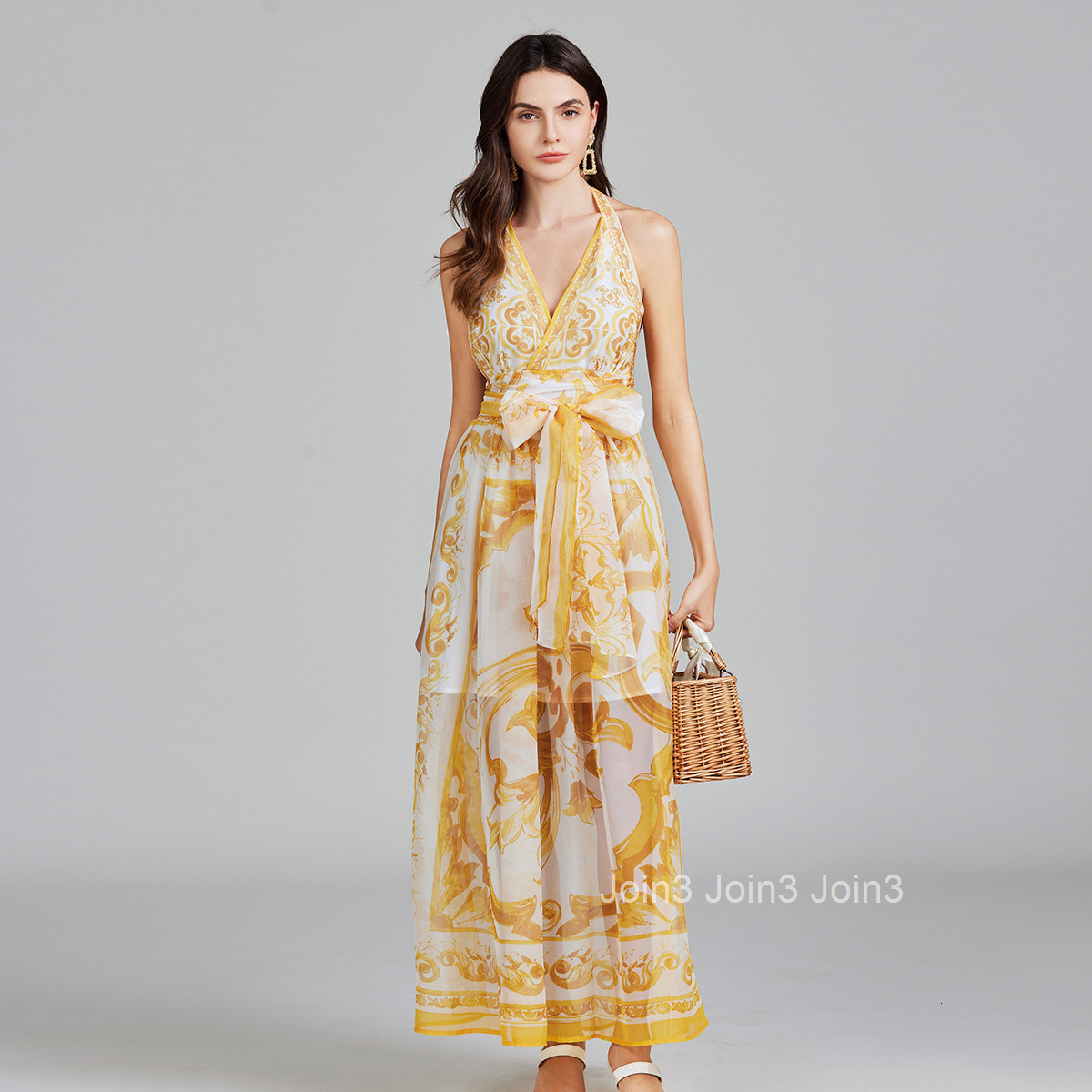 496 Summer New Womens Fashion Elegant Sexy Tie Backless High Waist Slim Dress Flared Long Dress