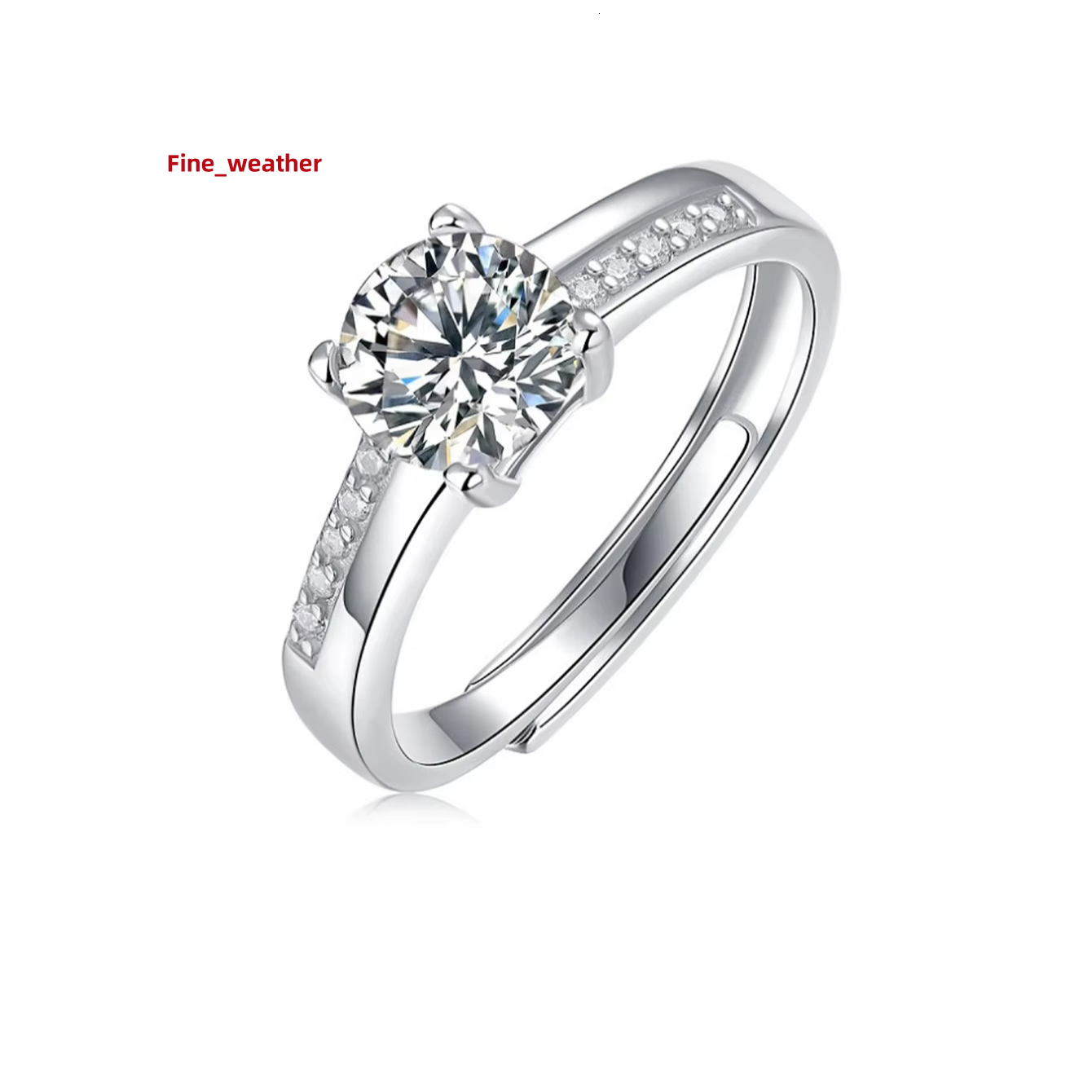 Wedding Anniversary 1ct 925 Sterling Silver Moissanite Diamond Ring for Women Adjustable Claw Setting Accessories