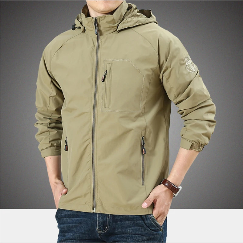 US Mens Outdoor Hiking Jackets Summer Military Multi-pockets Tactical Hunting Fishing Waterproof Hooded Thin Jacket Men 250717