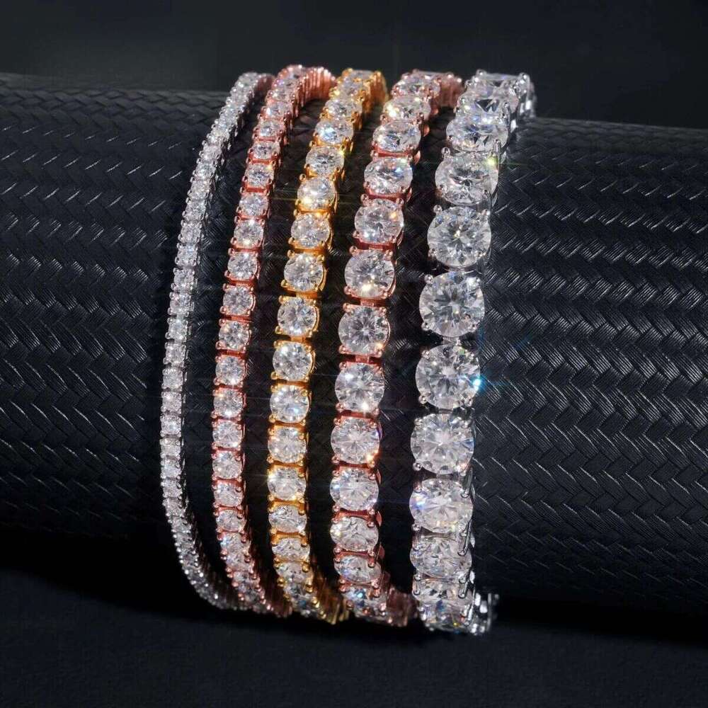 High Quality Pass Dia Tester Hip Hop Sterling Sier 2mm 3mm 4mm 5mm 6.5mm Moissanite Tennis Chain Bracelet
