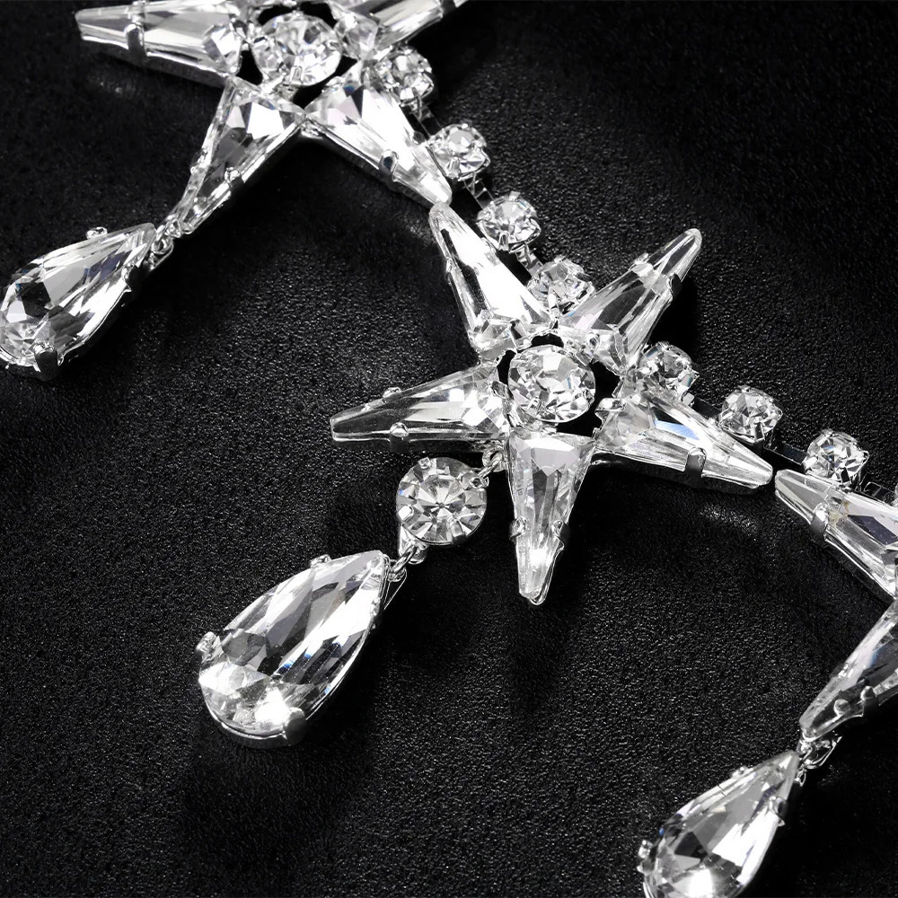 Stonefans Statement Exaggerate Star Choker Necklace Costume Jewellery Dramatic Water Drop Lady Rhinestone Necklace Girl Gifts 250715