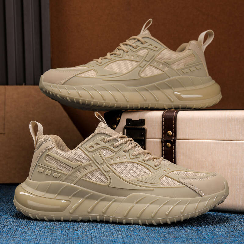 Men's Sports New Lightweight Soft Popcorn Sole Breathable Three-Layer Mesh Running Dad Shoes for Men