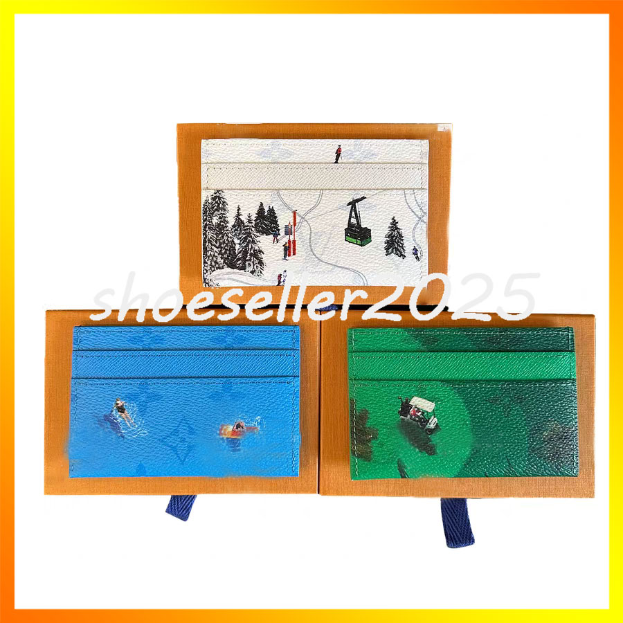 10A Leaher Box Foldable Case Prin Muli-card Slo Unisex Card Walle Holiday spors series syle fooball passpor bag designer holder golf swimming ski 88