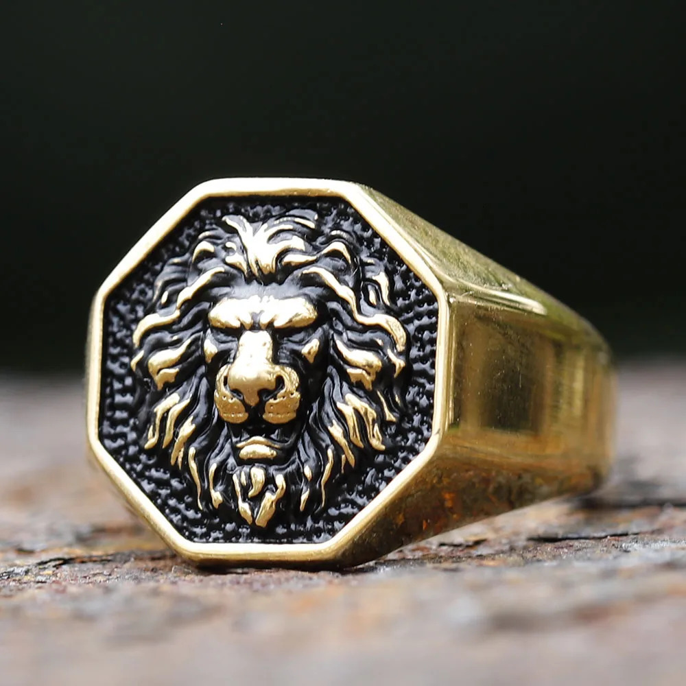 Detailed Stainless Steel 3D Lion Head Rings For Men Women Punk Trendy Domineering Vintage Animal Jewelry Gift with 250717