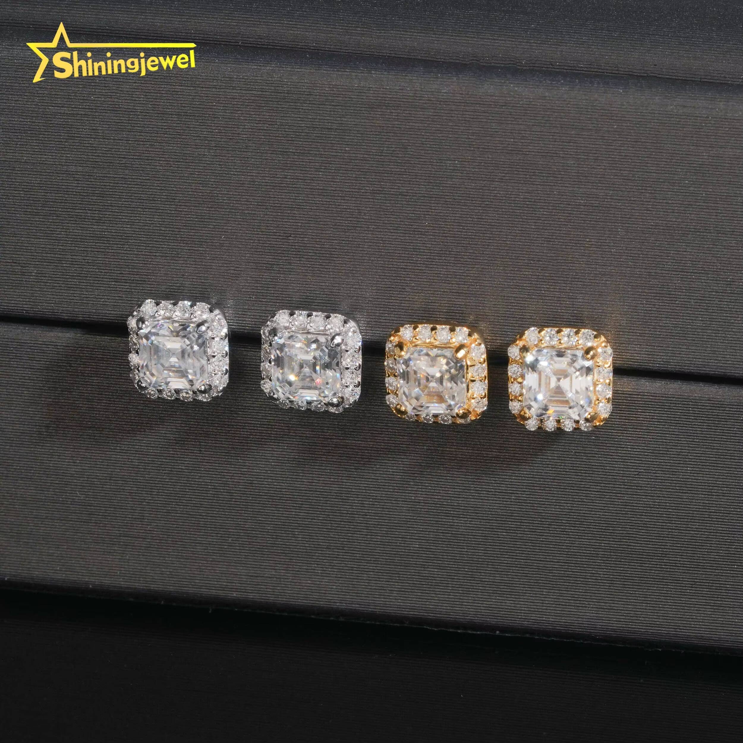 925 Silver Jewelry Pass Diamond Tester Hip Hop Stud Halo 4mm Asscher Cut Mens VVS Diamond Earring