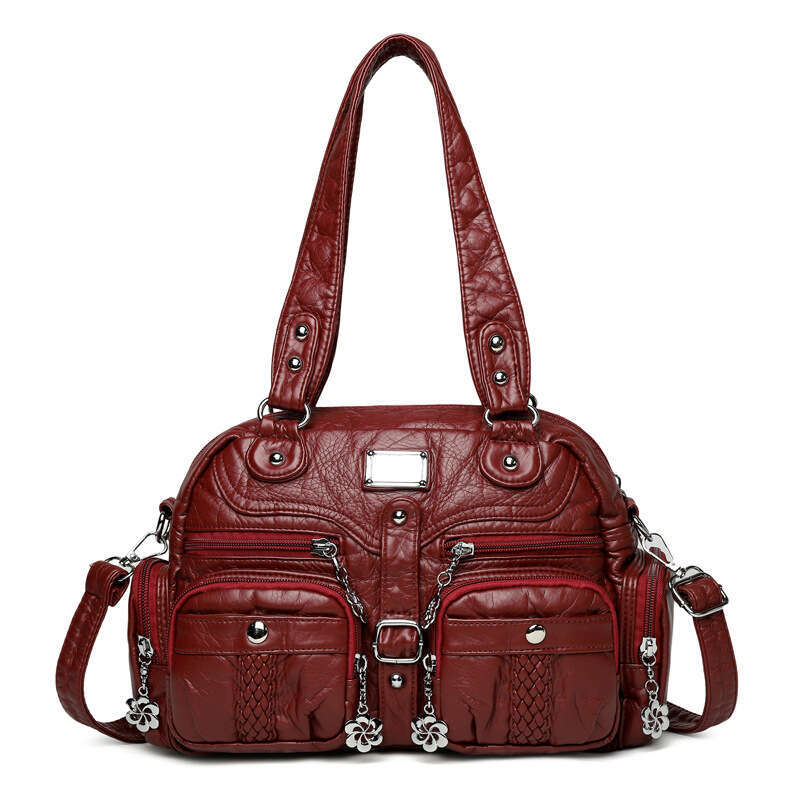 New Women's Fashion Washed PU Shoulder Crossbody Casual Versatile Tote Bag