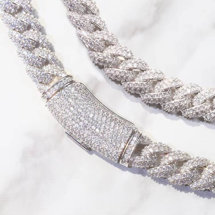 9mm 13mm Iced Out Moissanite Diamond Hiphop Style Jewelry S925 Sterling Cuban Link Chain