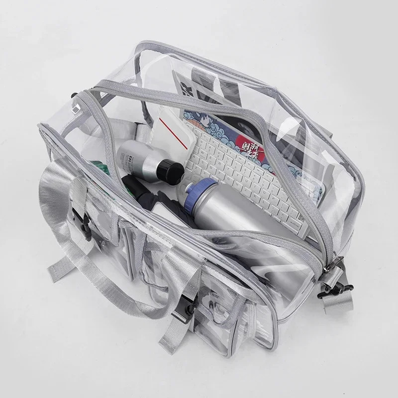 Solid Color PVC 2025 Travel Duffels Zipper Simple Large Capacity Casual Shoulder Bag Soft Trendy Western Style Handbag 250714