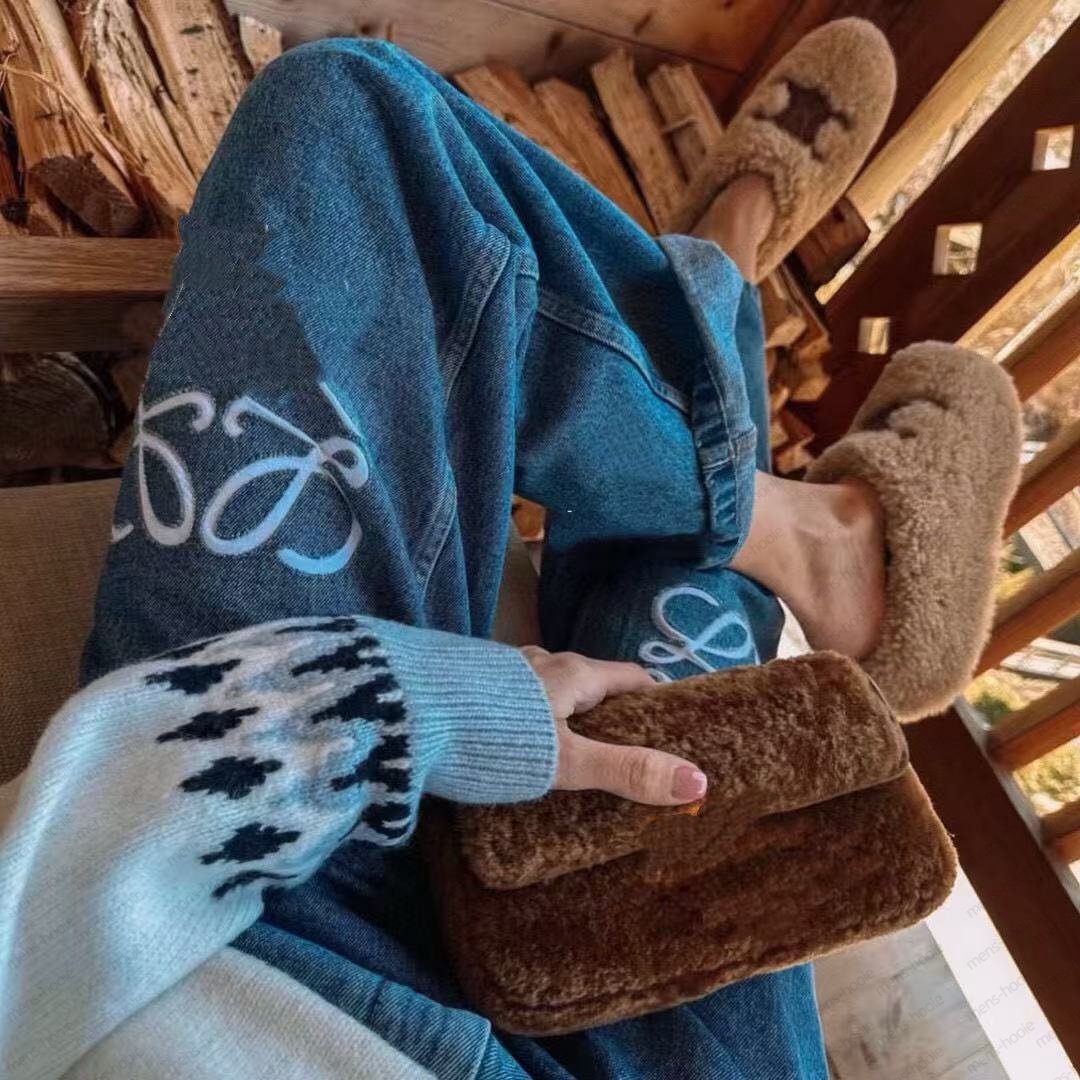 Women's jeans street style retro fashion high waist wide leg jeans women's long pants letter hip-hop loose jeans