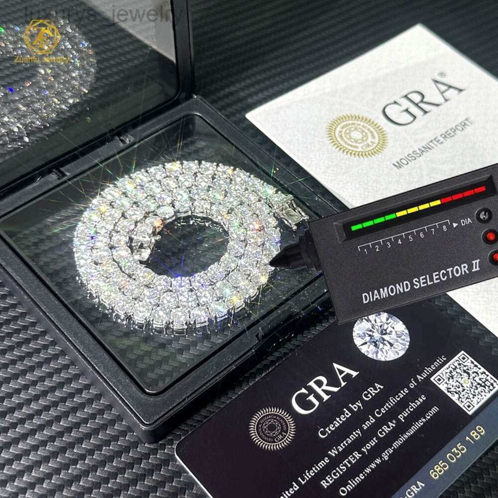 Necklaces designer tennis necklace moissanite chain moissanite hiphop necklace 2mm 3mm iced out diamond tennis chain sterling sier 4mm 5mm moissanite tennis chain
