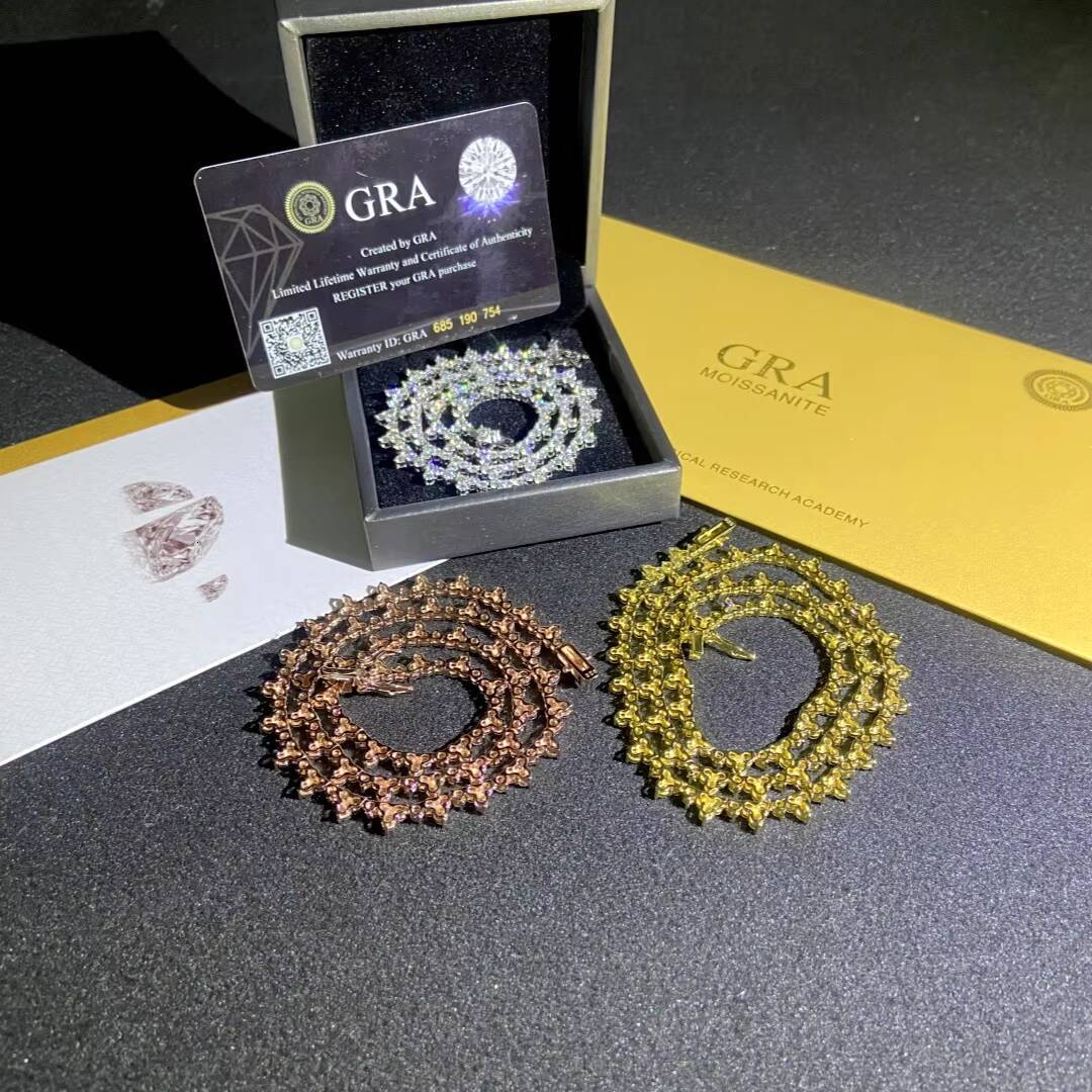 925 Silver Hip Hop Moissanite Tennis Chain Stylish Necklaces Collection