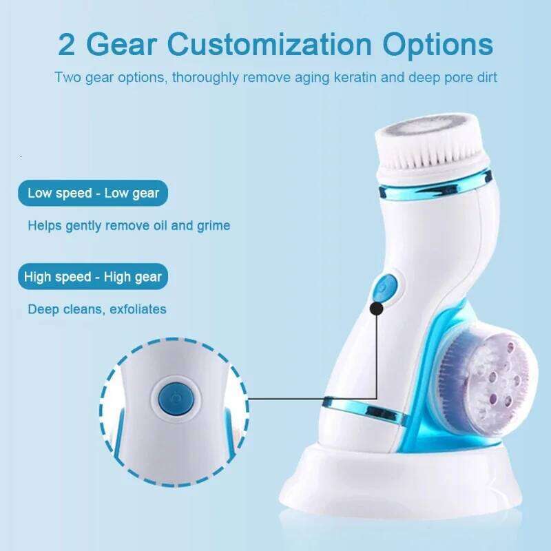 4 In 1 Electric Facial Brush Massage Wash Rotating Face Cleansing hine Waterproof Removal Pore Blackhead Exfoliator