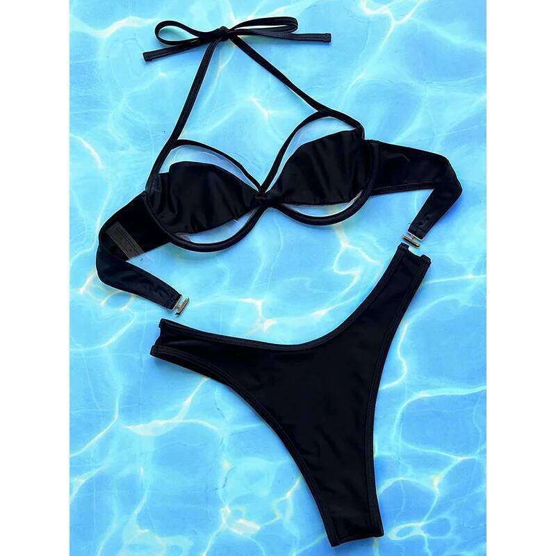 Mesh See Through Set Women Swimwear Bandage High Cut Thong Split Swimsuit 2025 New Bikini Push Up Sexy Two Pieces Sets