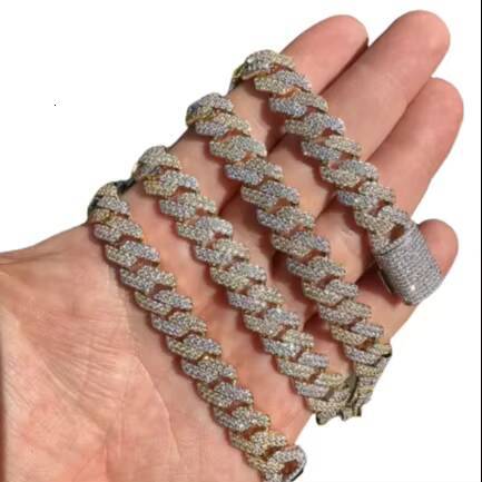 VVS Moissanite Diamond Real Miami Cuban Link Chain Iced Gold 925 Silver Necklace Hip Hop Diamond Cuban Chain for Men