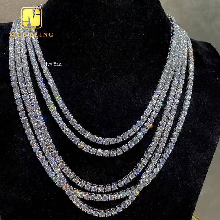Hot Sale 5mm VVS Moissanite 925 Silver Pass Diamond Tester Hip Hop Jewelry Bracelet Necklace Iced Out Diamond Tennis Chain