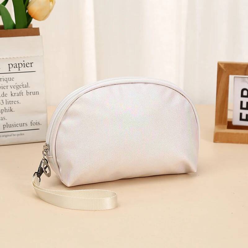 5pcs Cosmetic Bags Women PU Colorful Half Moon Shaped Large Capacity Protable Wash Bag
