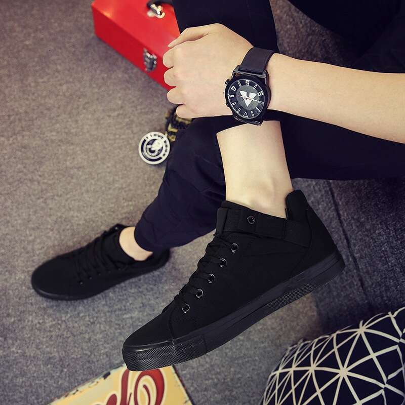 Student Sneakers Sports Meeting White Men's All-Black Lazy Skateboard Ruian Canvas Shoes Style