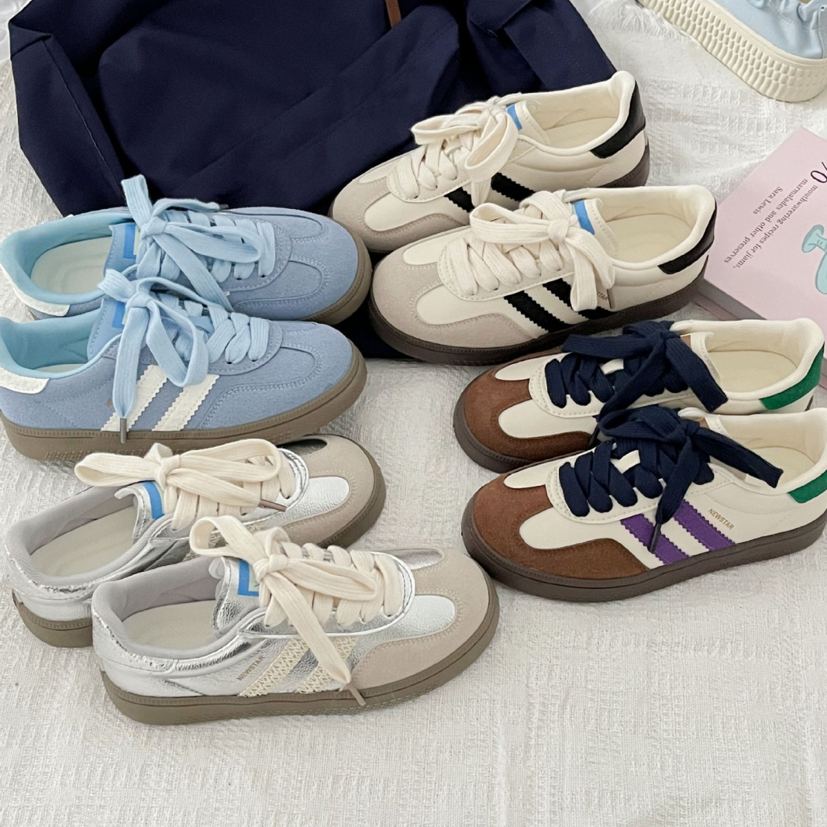 trendy shoes fashion sneaker Sports leisure board shoes for women small white shoes for female students Hong Kong style retro German training shoes ho