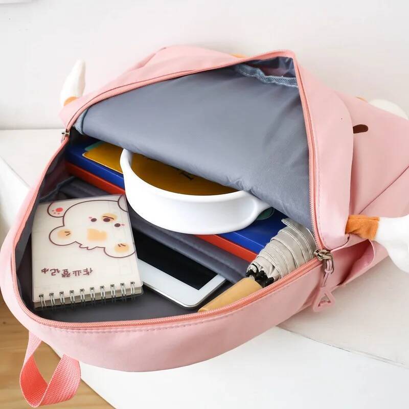 Cute Cartoon biscuit Child Backpack with Lunch Pencil School Bags for Boys Girls Gift Kindergarten schoolbags