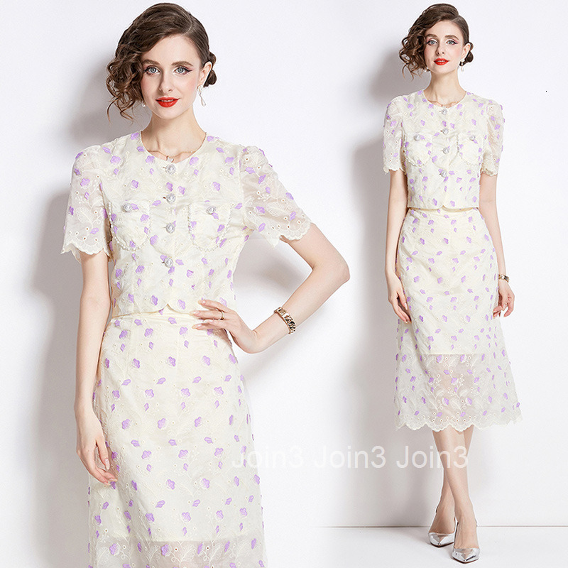 8580 Summer New Womens Fashionable Short Sleeve Top + Skirt Two-Piece Set