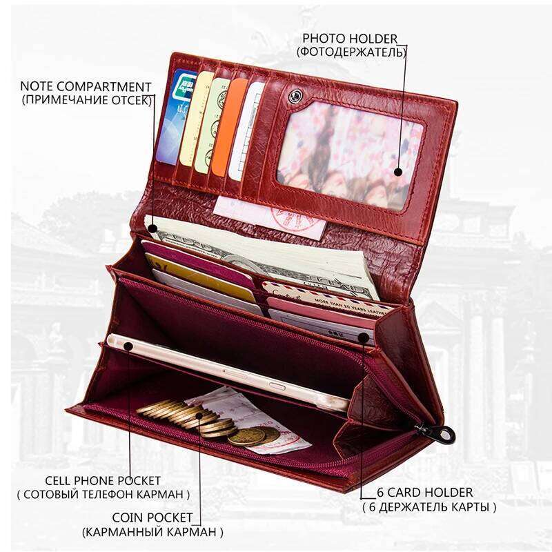 Coin Purse Long Wallet Female Famous Brand Card Holders Cellphone Pocket Genuine leather Women's Wallets High Quality