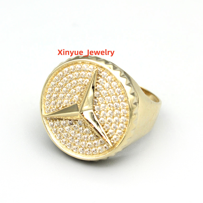 Hiphop Jewelry Men Ring 925 Sterling Silver Band Rings Custom VVs Moissanite Gold Iced Out Finger Ring Jewelry for Men