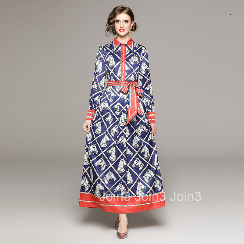 8695 Fashion Checkered Animal Printed Long Skirt with Bow Tie Dress and Tie