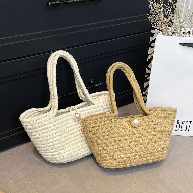 2025 New Women's Straw Woven Tote Large Capacity Beach Hollow-Out Handbag Boho Vacation Purse Casual Day Bag