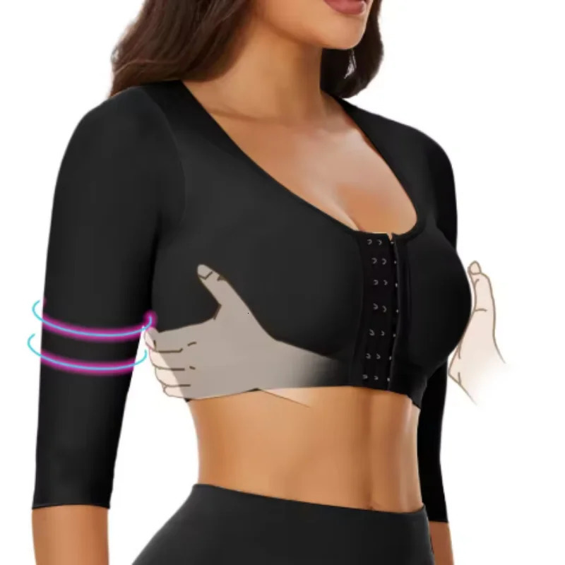 Upper Arm Shaper Sleeve Compression Top Women Push Up Breast Post Surgery Front Closure Bra Shapewear Back Support Cropped Tops 250716