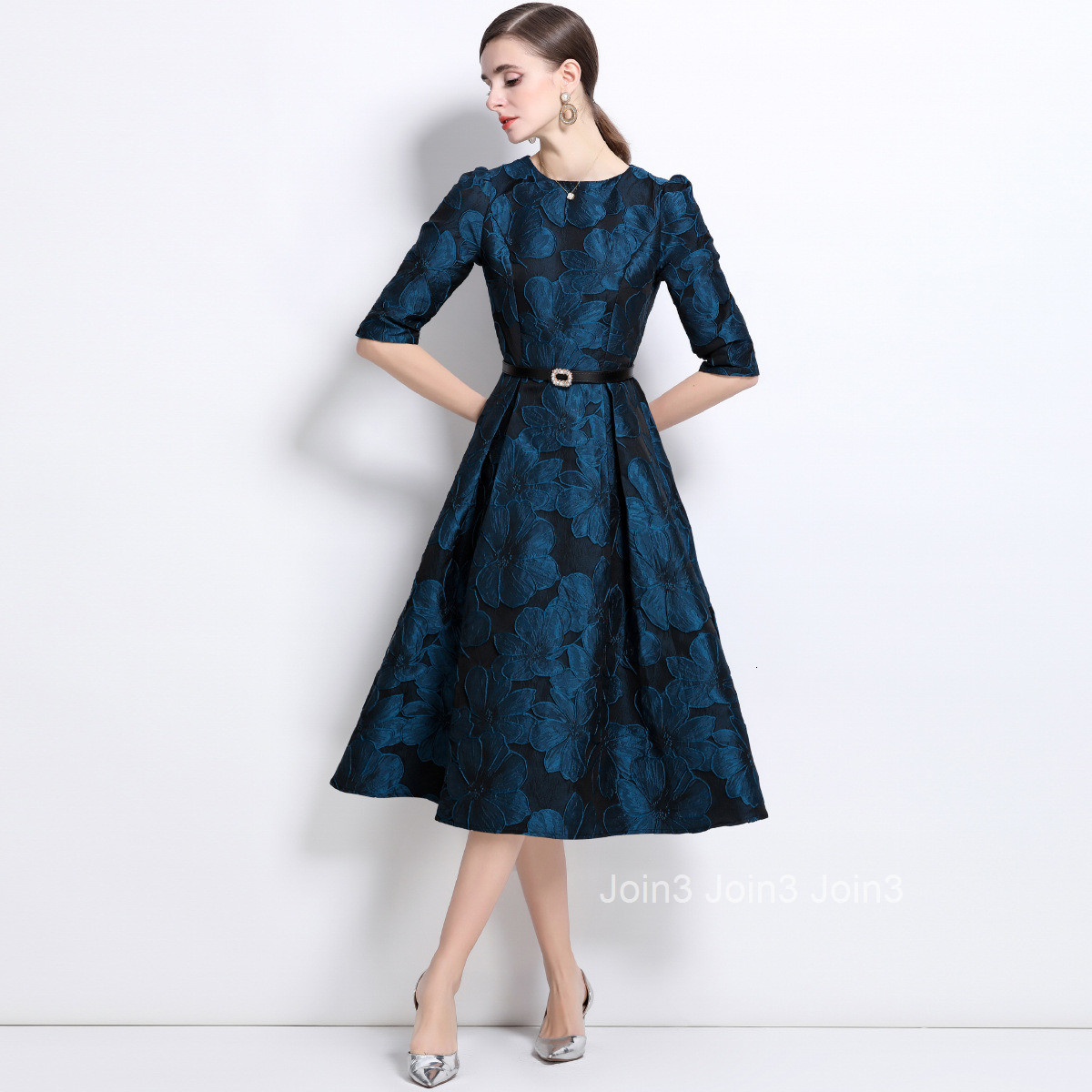5859 Early Spring New French Style Socialite Jacquard Exquisite Slim Fit Dress