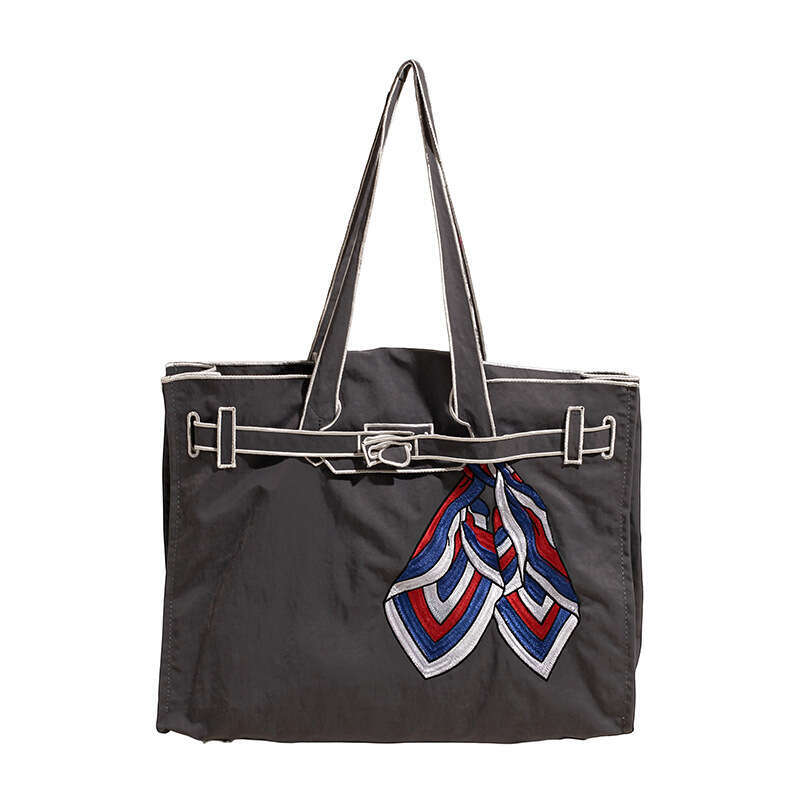 Japanese Lacousette Shopping Scarf Embroidery Single Shoulder Tote Handbag Crossbody Bag Large Capacity Commuter