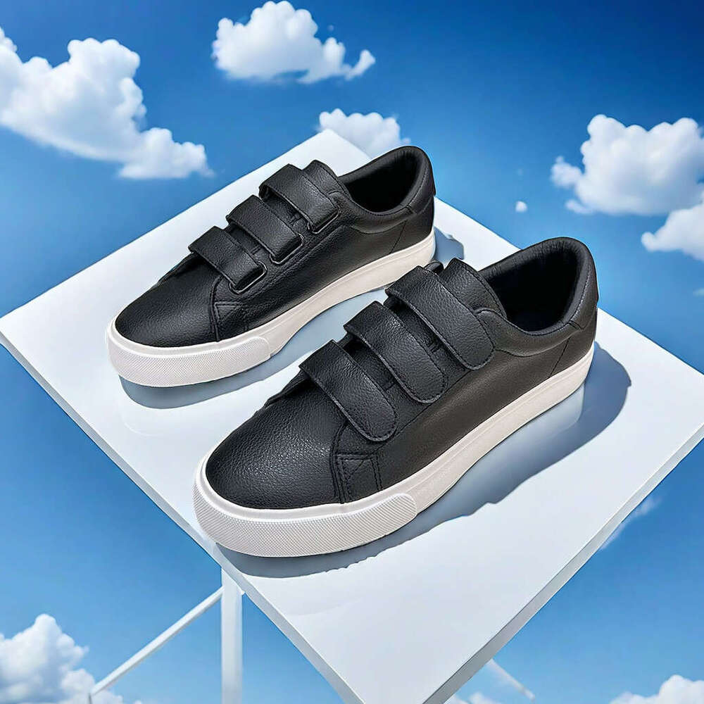 Youth Sneakers with Velcro, Couple Style, Three-Strap Student Men's Casual Lightweight Velcro White Shoes, Women's