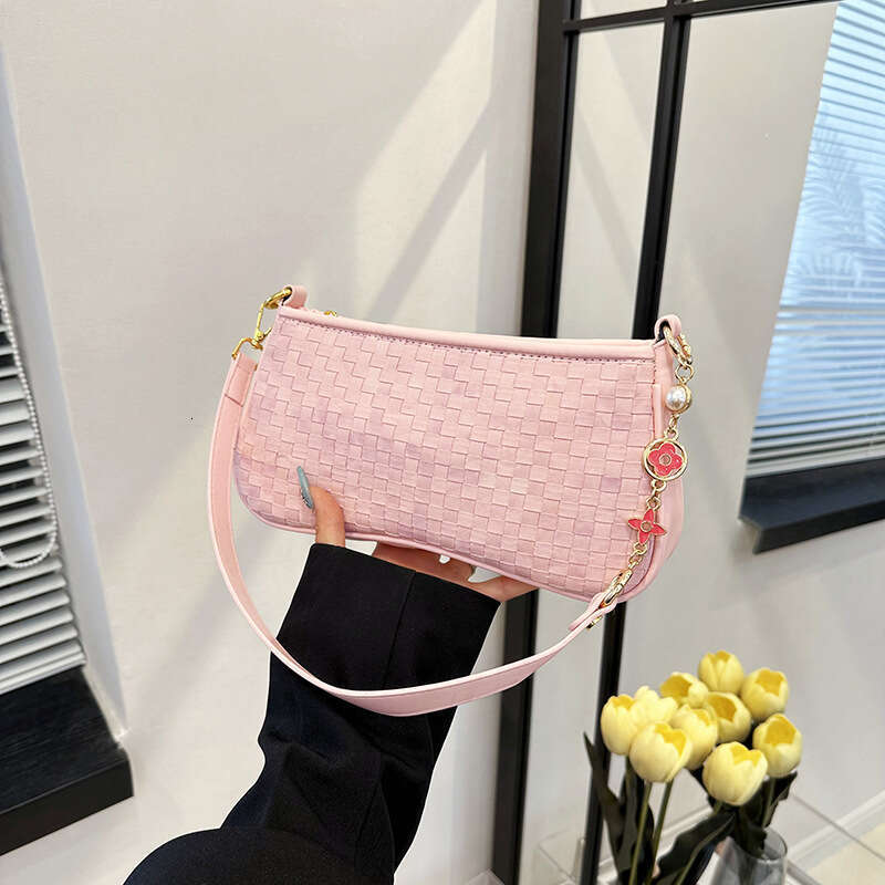 Trendy Woven for Women 2025 Summer New Color-Block Stylish Small Square Fashion Versatile Shoulder Crossbody Bag