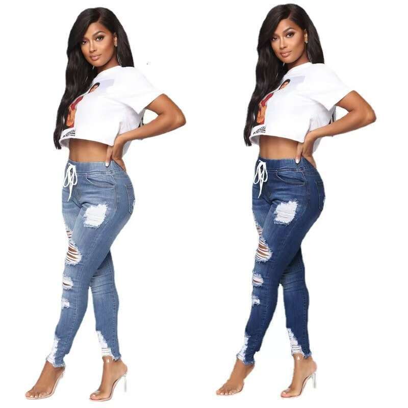 2025 New High-Waisted Ripped Stretch Jeans for Women Slim Fit Butt-Lifting Long Pants