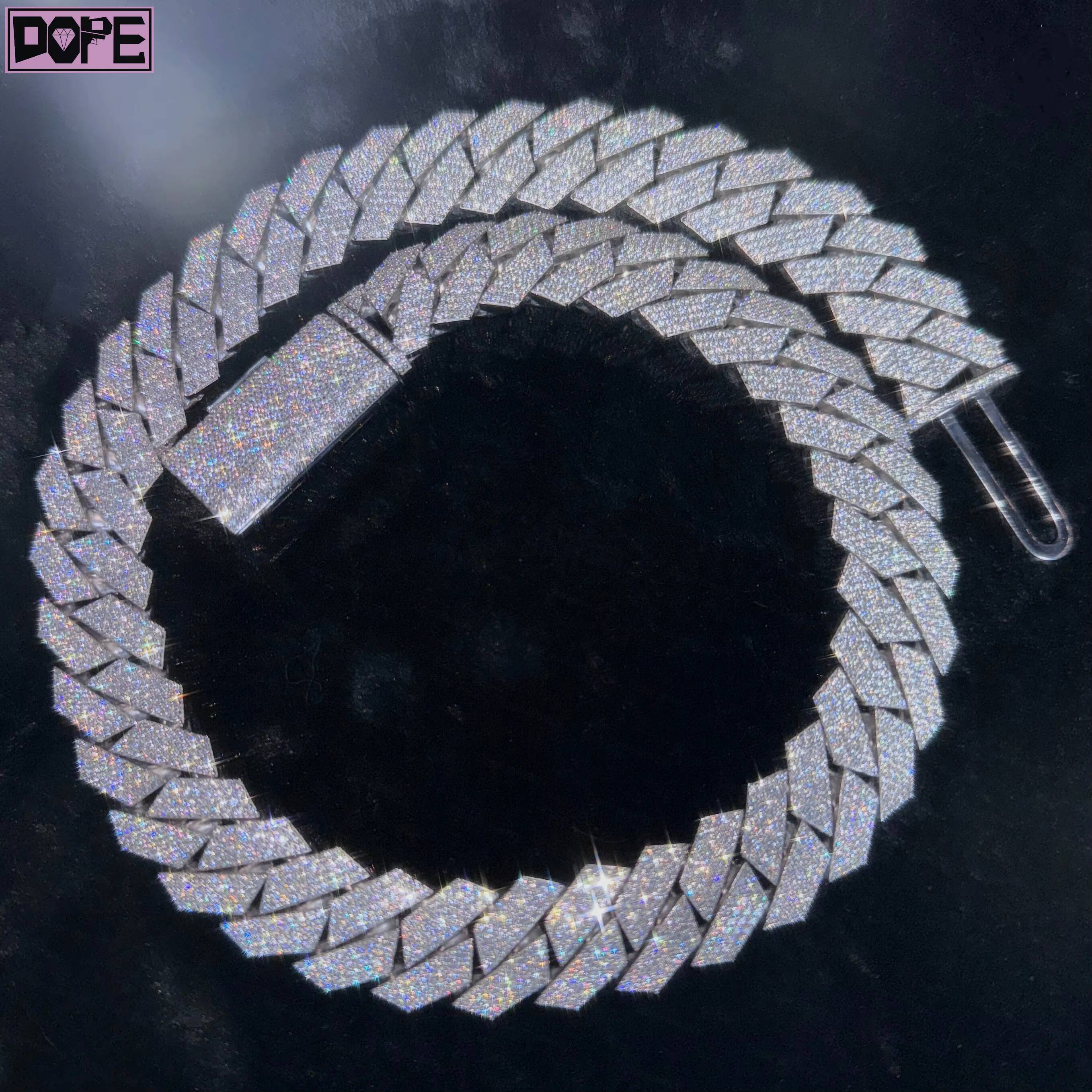 12mm 15mm VVS Moissanite Cuban Link Chain Custom Clasp 925 Silver Iced Hiphop Moissanite Cuban Chain