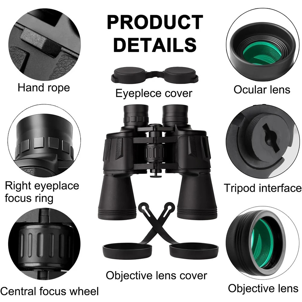 20x50 Military Binoculars for Adults with Smartphone Adapter With BAK4 Prism FMC Lens Telescope Tactical Hiking 250708