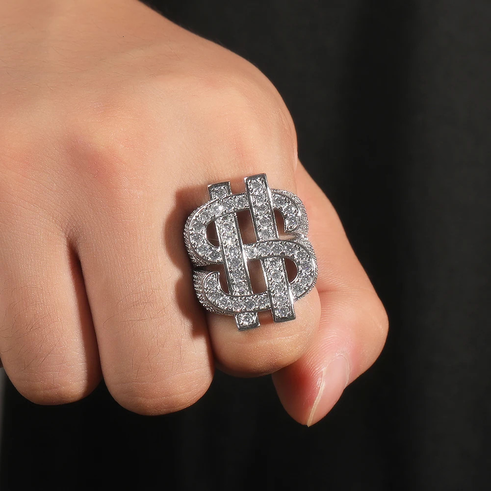 TBTK Dollar Sign Ring Iced Out Cubic Zirconia HipHop Trendy Ring Punk Jewelry For Men Women Gift 250717