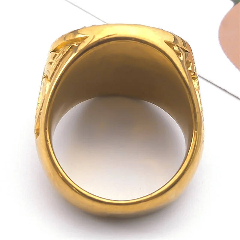 Hip Hop Punk Horse Head Ring for Women Men Stainless Steel Shiny Rhinestone Gold Color Horsehead Finger Rings Jewelry RRR541S03 250717