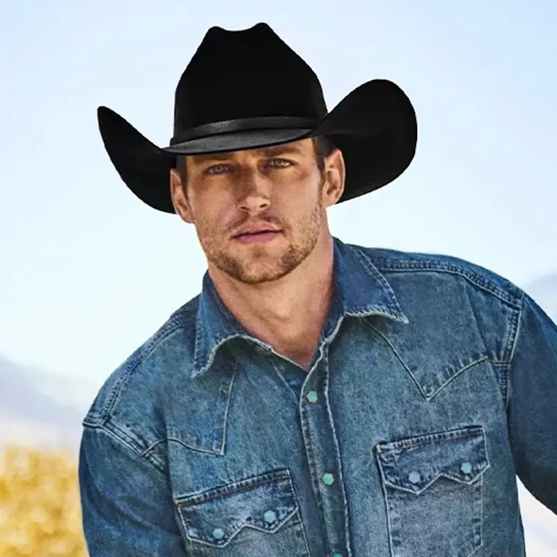 Western Cowboy Hat Wide Brim Western Cowboy Hat Womens Classic Roll Up Fedora Hat with Buckle Belt250724