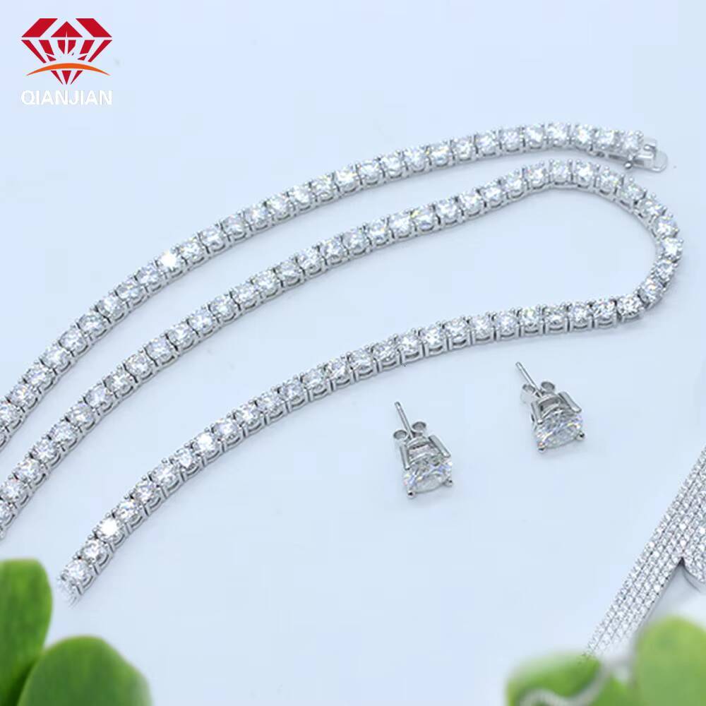 Luxury Mens 16-18 Inch Tennis Chain Necklace 925 Sterling Silver D VVS Moissanite Diamond Chain Party Jewelry