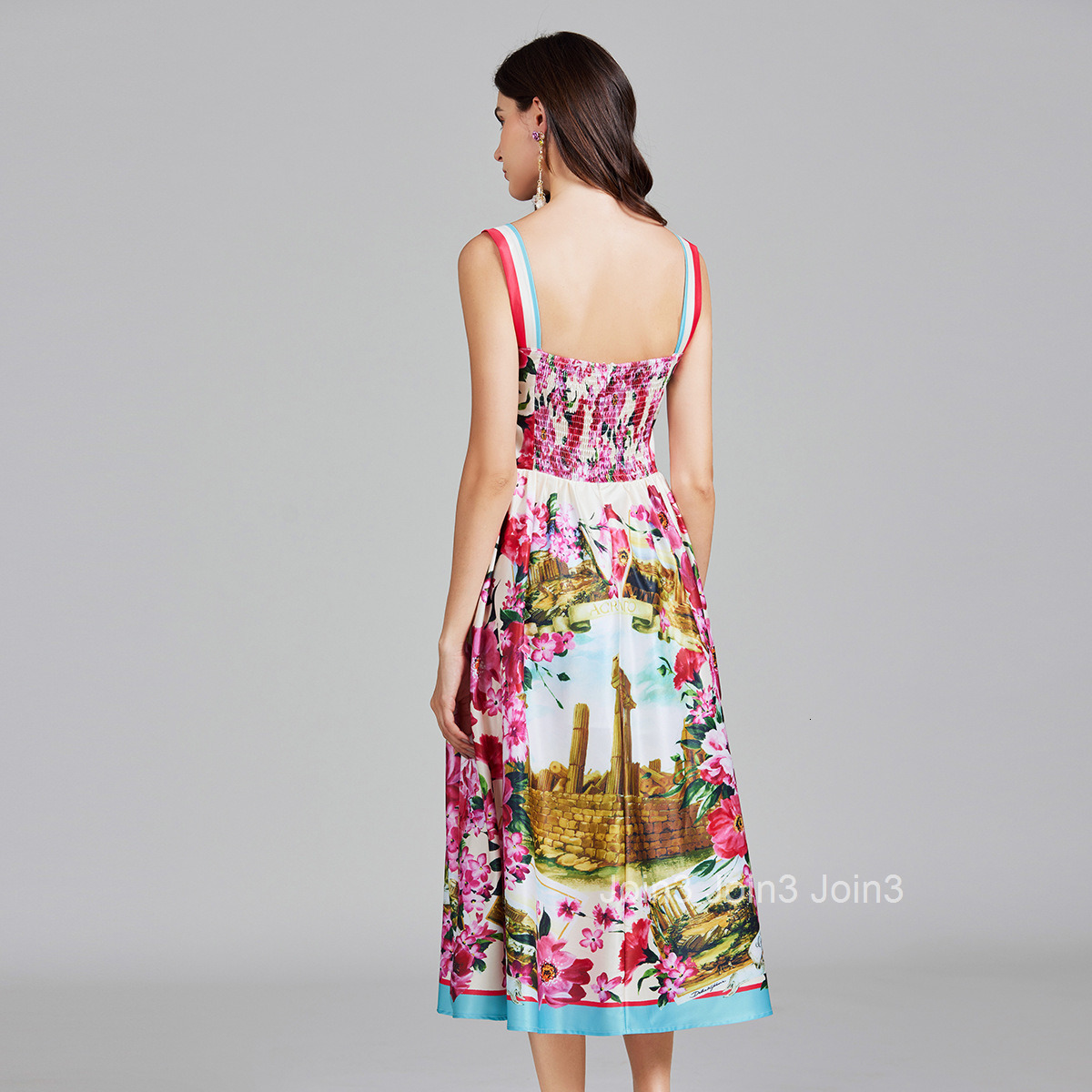 735 Summer New Womens Style Printed strapless camisole long skirt with back elastic band dress