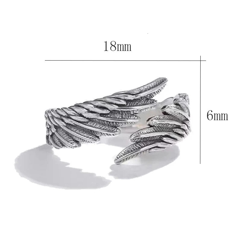 2pcs Vintage Angel Bat Wing Demon Eye Hip Hop Adjustable Couples Rings for Men Women Retro Silver Color Jewelry Party Daily 250716