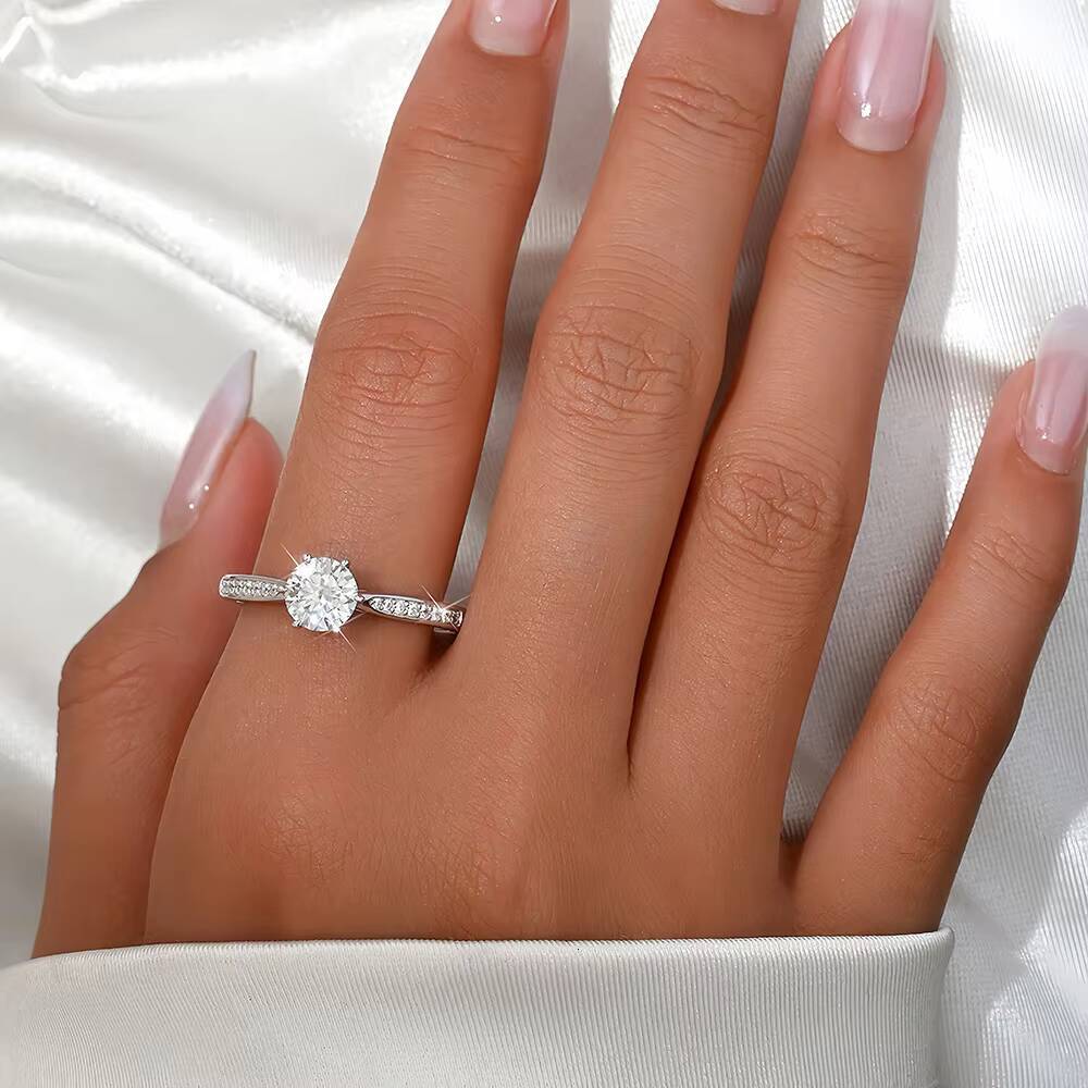Classic Style S925 Silver Moissanite Engagement Ring for Women Diamond Style Wedding Band-No Reviews yet