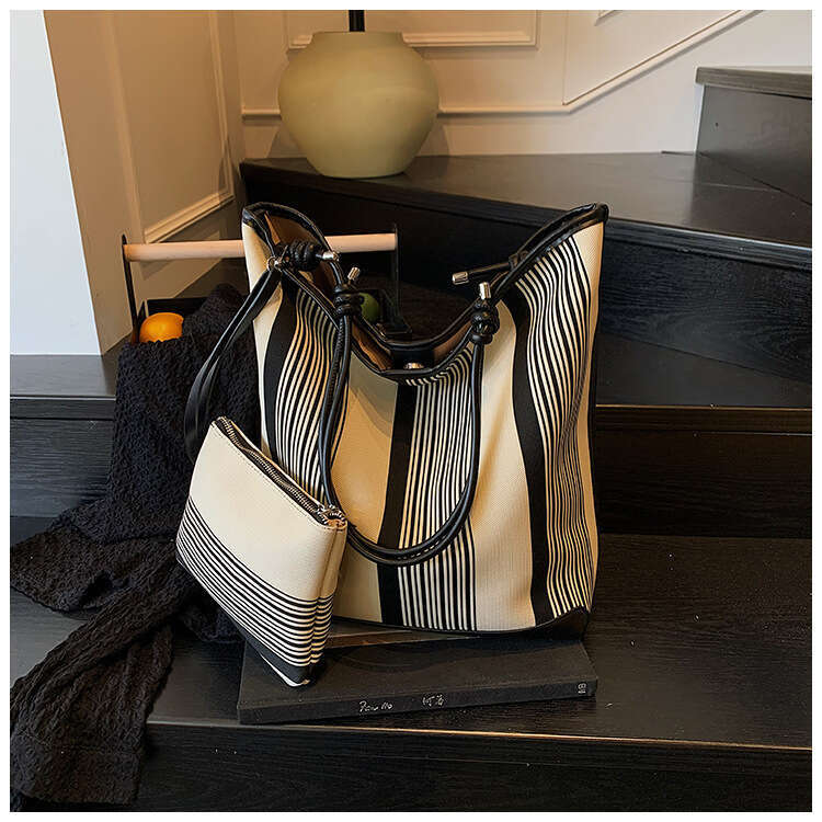 Summer Striped Canvas for Women 2025 New Product Women's Textured Single Shoulder Underarm Large Bag