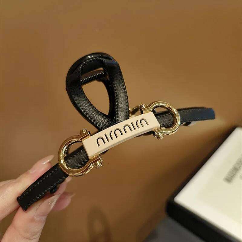 Temperament Leather High-end Grip Large Shark New Women's Light Fashion Plate Hair Clip X250720