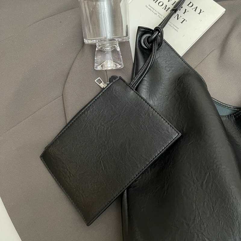 2-IN-1 Burgundy Shoulder Tote Bags For Women Soft PU Leather Solid Color Large Capacity Shopping Hobo Bag With Coin Purse 2024 R250719