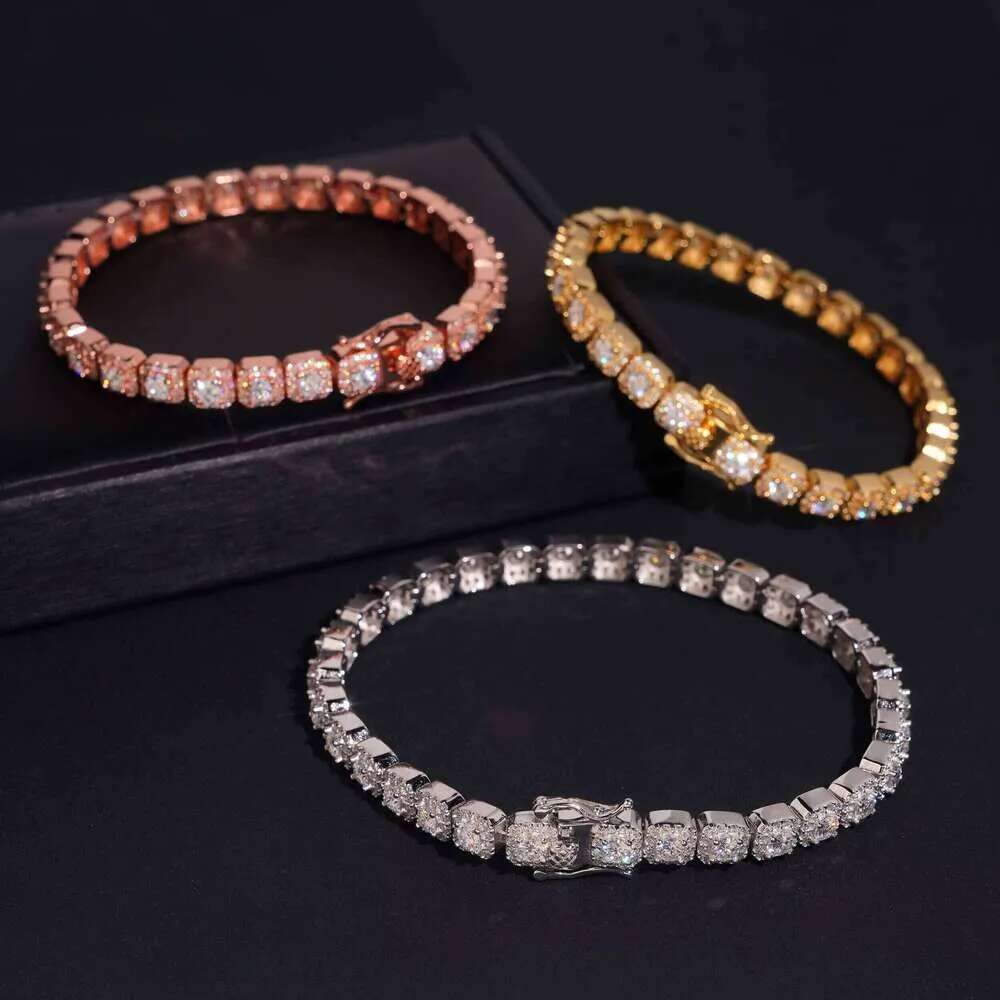Fine Jewelry Iced Out Sterling Sier VVS Dia GRA Certificated Hip Hop Moissanite Tennis Bracelet