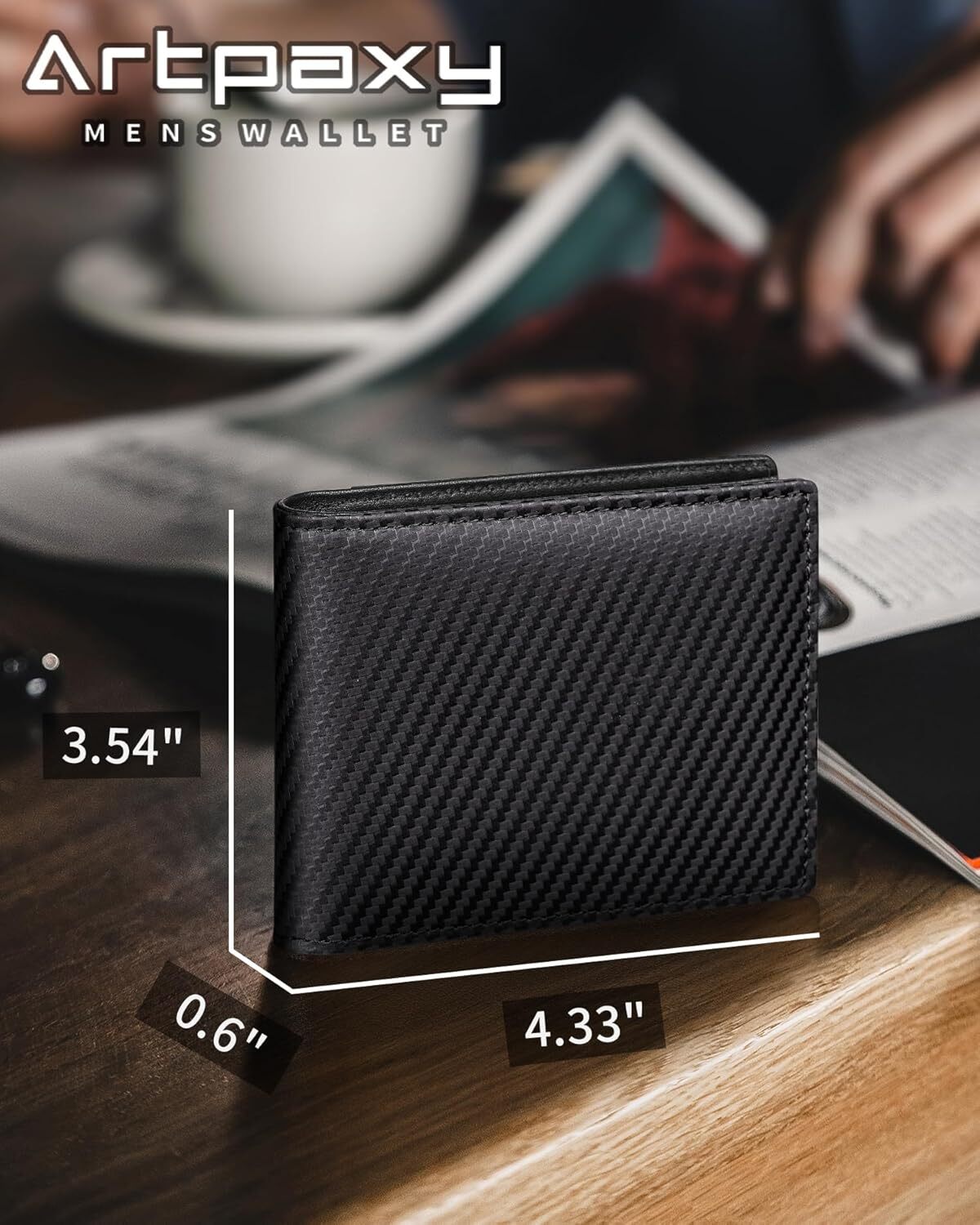 YMX 672 445 Artpaxy Mens Genuine Leather Bifold RFID Blocking Wallet for Men with ID Window 13 Card Holders 2 cash pockets 1 Gift Box